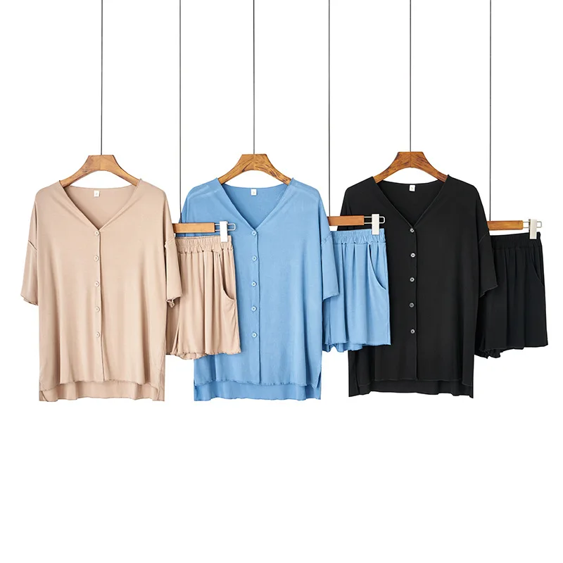 Летняя Удобная пижама из модала с короткими рукавами для отдыха Пижама Mujer