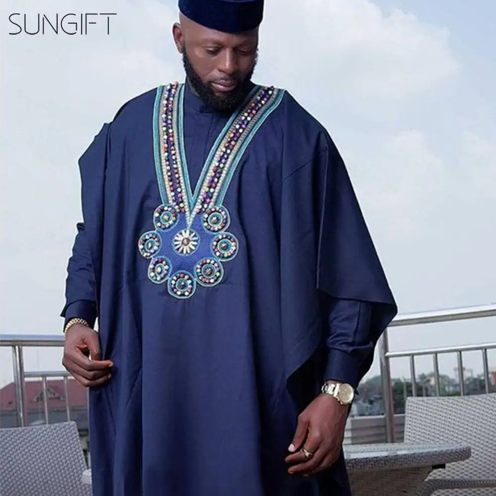 SUNGIFT мужской африканский традиционный Рисунок Agbada Топ dashiki рубашки и брюки бубубус хип хоп Ele Мужская дышащая одежда 3 шт
