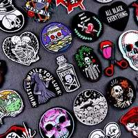 punk rock anime iron on patch skull stripe embroidered patches for jeans clothing stickers heart hippie badges iron on patches
