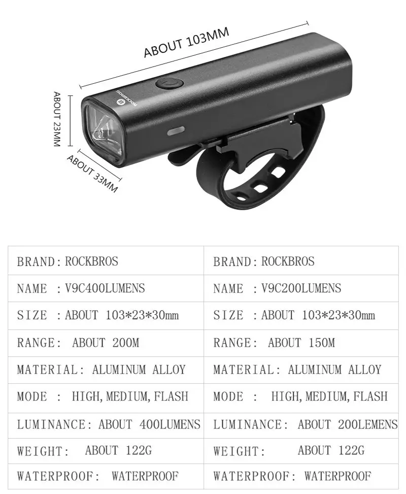 

Bicycle Light Bike Head Front Light USB Rechargeable Waterproof Bike Front Lamp Safety Warning Flashlight Riding Accessories