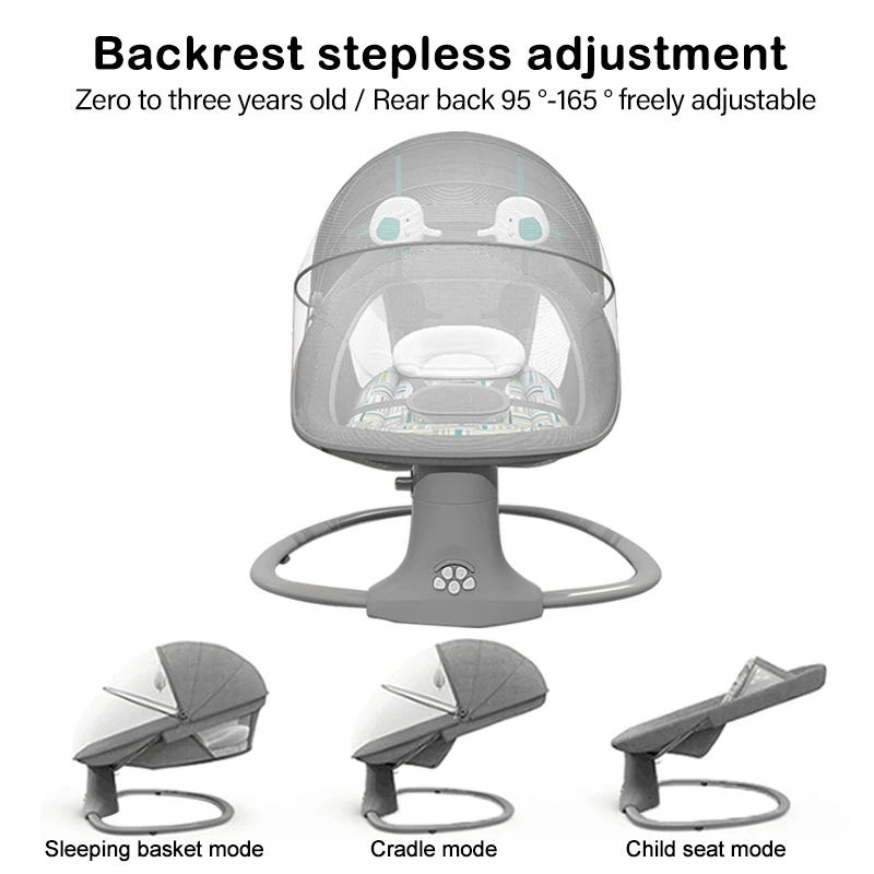 Baby Electric Rocking Chair Newborns Sleeping Cradle Bed Child Smart Reclining For With Belt Remote Control | Мать и ребенок