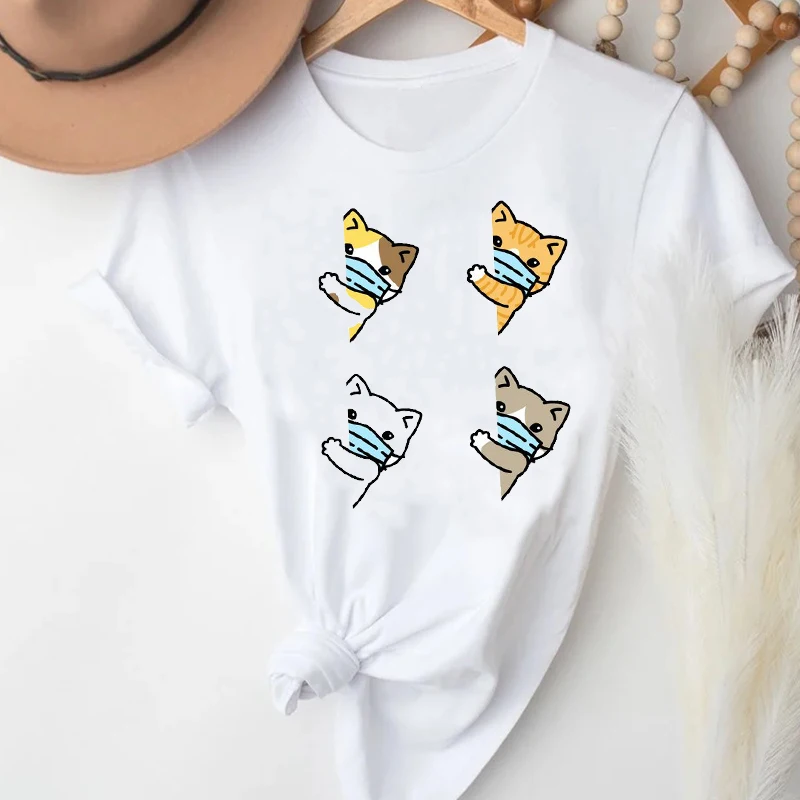 

Футболки женские, с рисунком кота, с коротким рукавом
