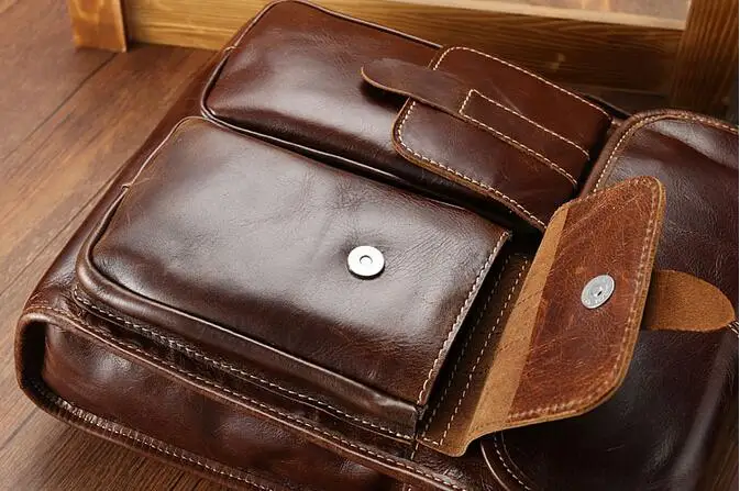 TIANHOO messenger bag men crossbody &amp shoulder cow leather business fashionable bags for work briefcase PAD/cell phone pocket |