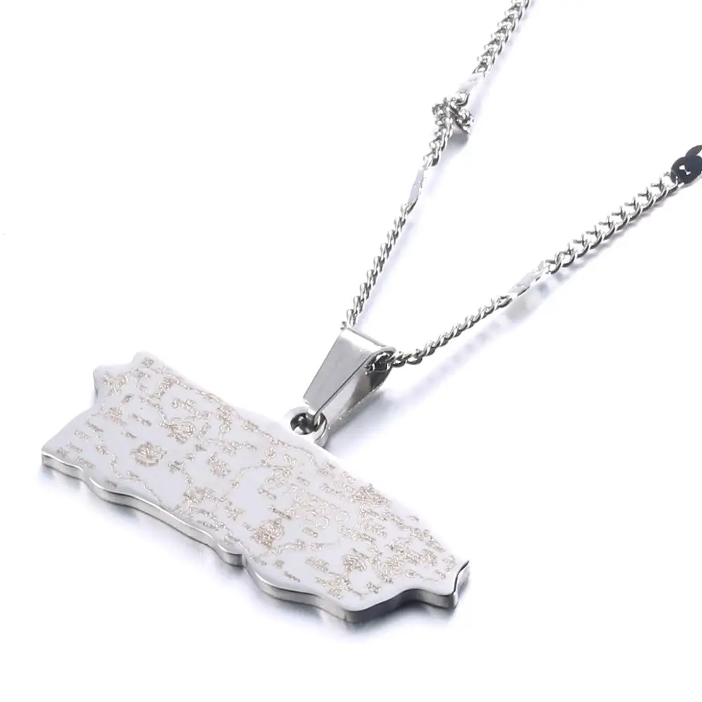 Нержавеющая сталь Пуэрто-Рико карта Подвесные Ожерелья модные Пуэрто-Риканцы