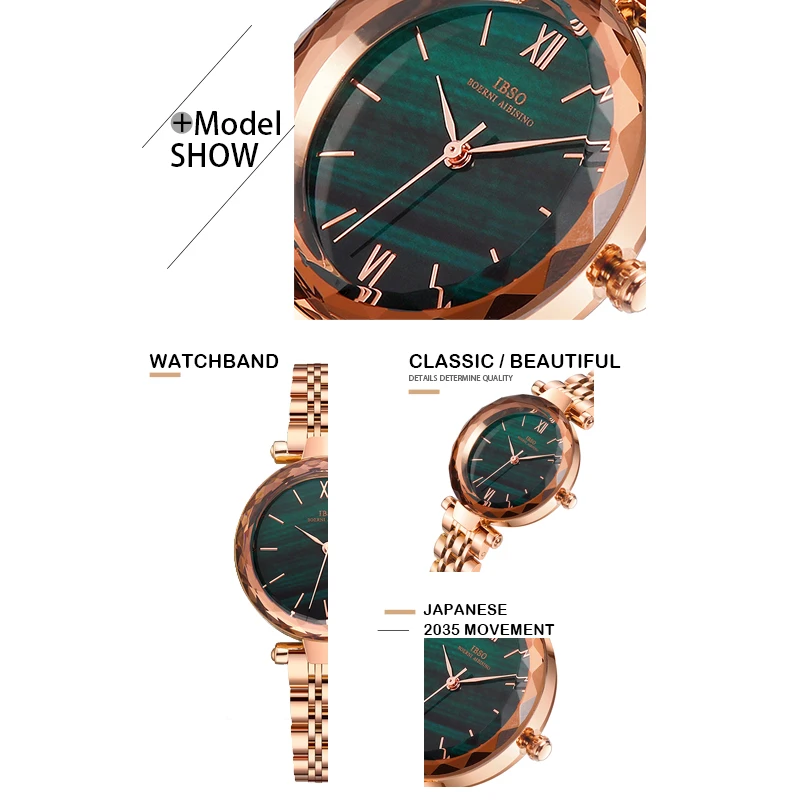 Women Designer Luxury Watch Green Steel Quartz Wrist Watches for Women's Original Waterproof Watch Lady Gift Rose Gold Clock enlarge