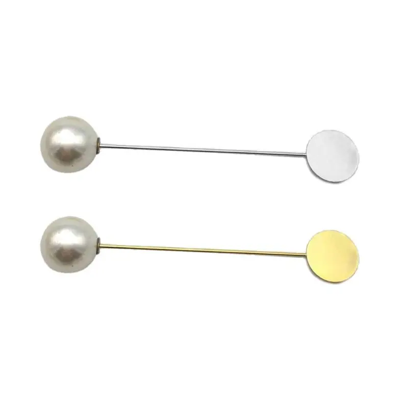 

10Pcs Round Tray Lapel Stick Pearl Brooch Pin Suit Hat Scarf Badge DIY Jewelry A0NF