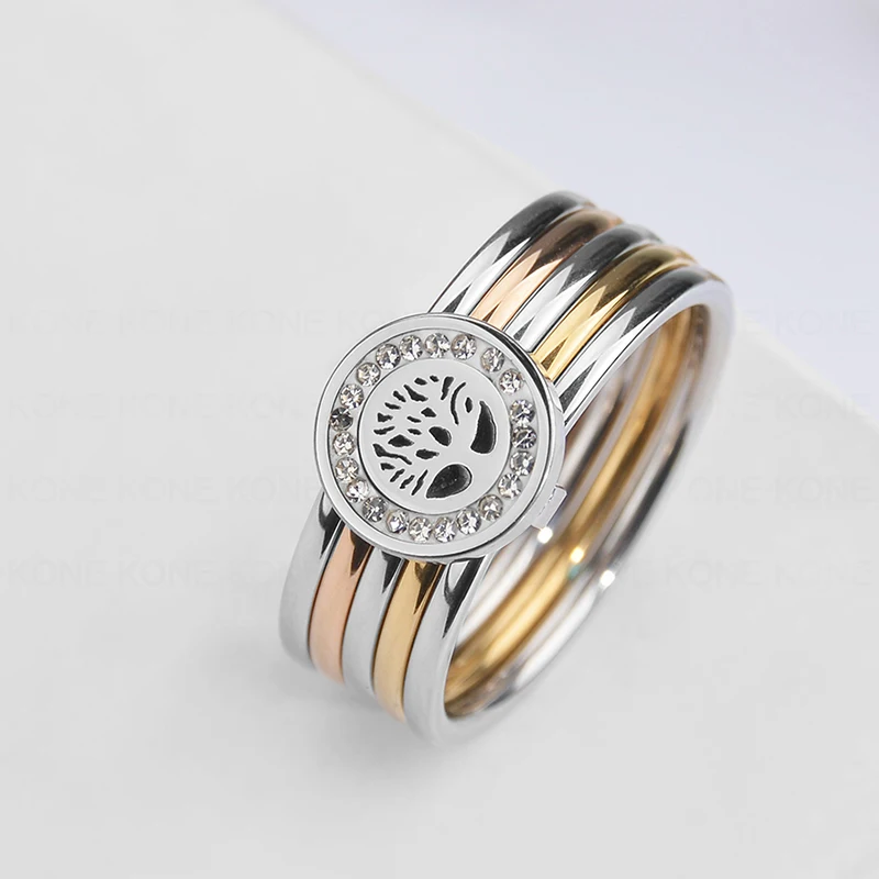 Роскошное циркониевое кольцо UZone с деревом жизни свадебные кольца из нержавеющей
