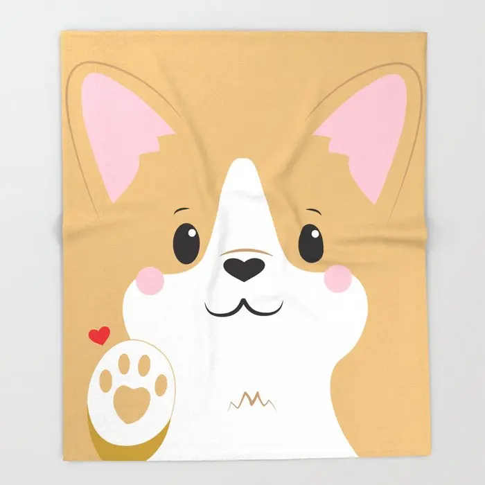 

Portable Flannel Blanket Cartoon Animal Cute Corgi Throw Blanket Comfortable and Soft Sheets Sofa Warm Blanket