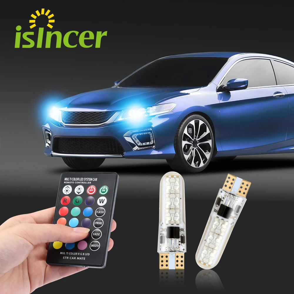 2 предмета в комплекте T10 W5W светодиодный огни автомобиля светодиодный лампы с сигналами красного, зеленого и синего цвета с дистанционного Управление 194 168 501 стробоскоп светодиодный светильник Лампы для чтения белого цвета-красный, желтый, 12V