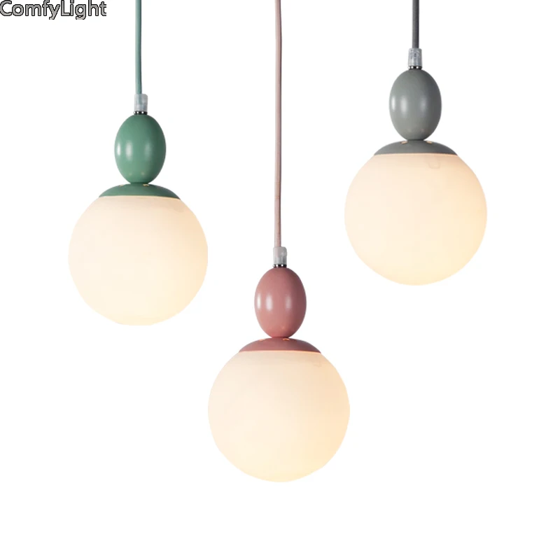 

modern Nordic Pendant Lights color lamp kid room restaurant bedroom bedside lighting Fixture Living room Corridor hanging lamps