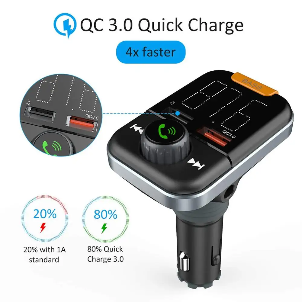 Беспроводной радиоадаптер VANJEW Blutooth 5 0 fm передатчик QC3.0 Двойной Автомобильный MP3