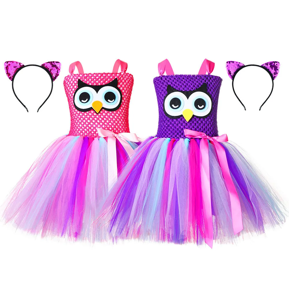 Детское платье пачка для косплея с рисунком совы|Костюмы девочек| |