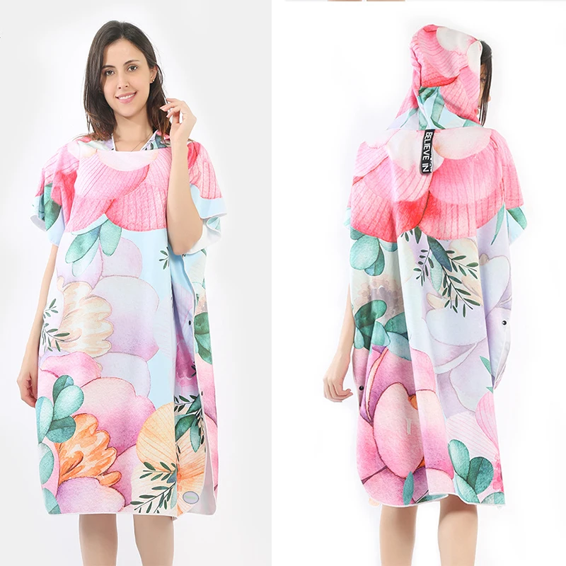 Красивое цветочное полотенце с капюшоном/модное пляжное из микрофибры для улицы