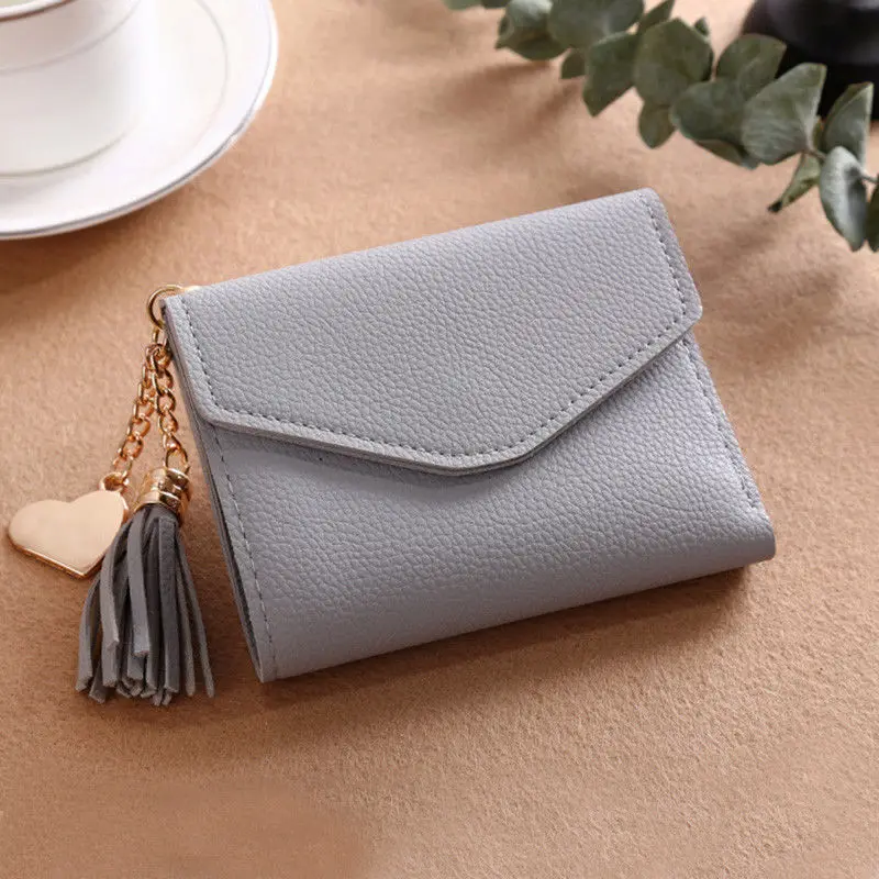 Женский однотонный милый кошелек сумка для монет чехол кожаная простая Двойная