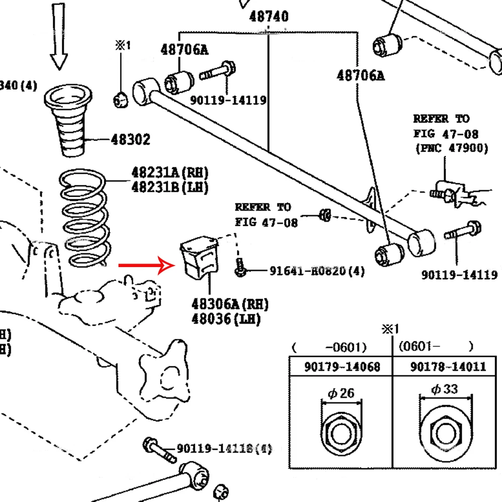 Резиновый кронштейн заднего угла амортизатор 48036-60011 48306-60201 для Toyota Land Cruiser Prado 4runner