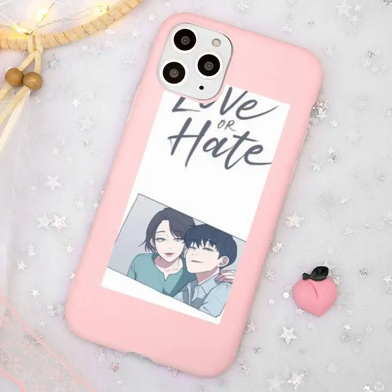 

Love or Hate Boy Phone Case Candy Color Pink for iPhone 11 pro XS MAX 8 7 6 6S Plus X 5S SE 2020 XR