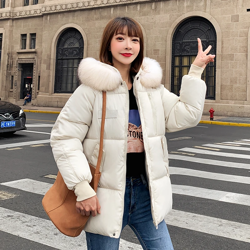 Женская зимняя куртка Женское пальто с меховым капюшоном толстые теплые
