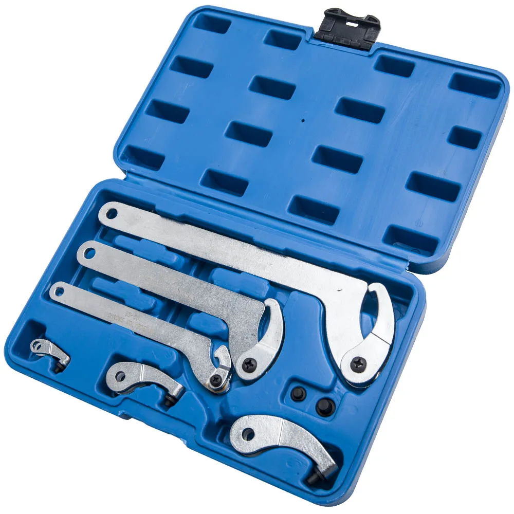 

Hook And Pin Wrench Spanner Tool With C Spanner 6pc Adjustable Set 35 - 120mm