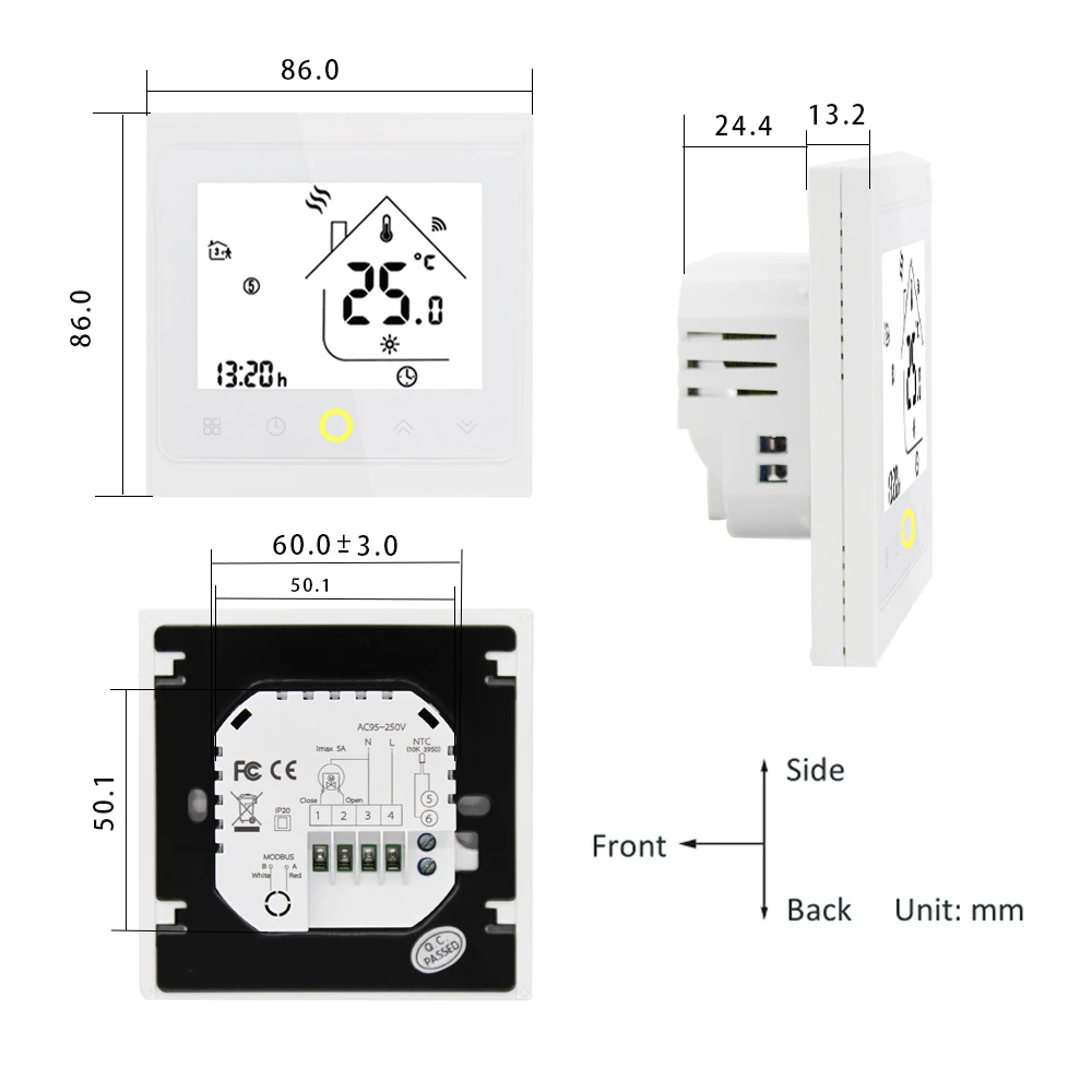 Термостат Alexa Wifi термостат с ЖК-сенсорным экраном умный голосовой для нагрева