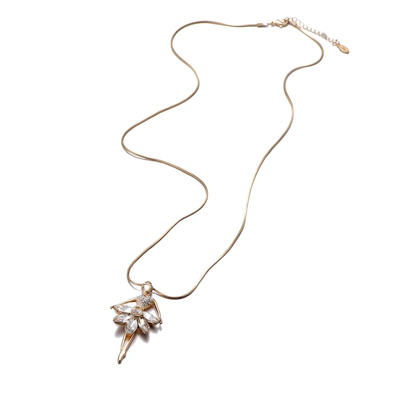 Золотая романтическая подвеска Балерина ожерелья для женщин белый черный