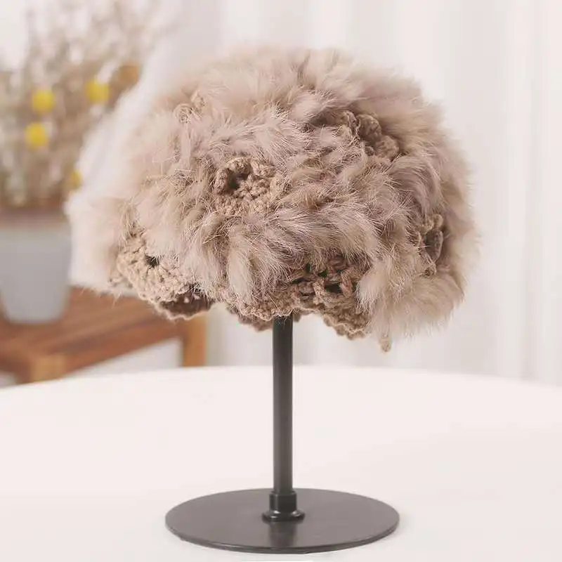 Женский берет из искусственного меха зимняя теплая Кепка художника вязаная