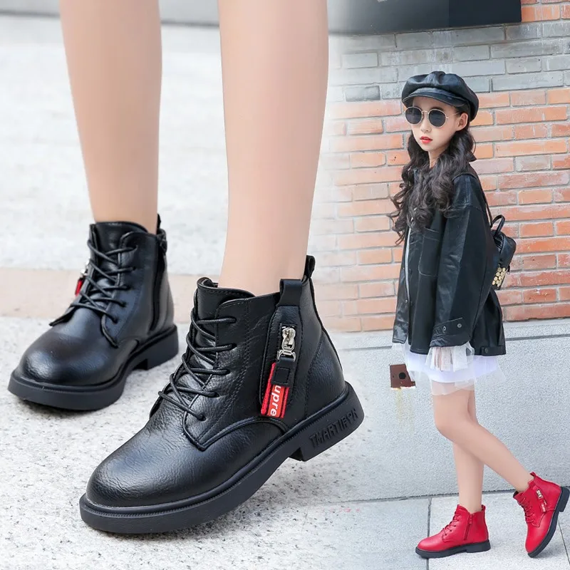 Ботинки для девочек коллекция 2019 года модная Корейская зимняя теплая детская