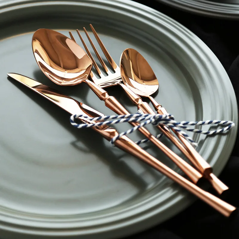 Столовые приборы из нержавеющей стали набор столовых приборов золотого и