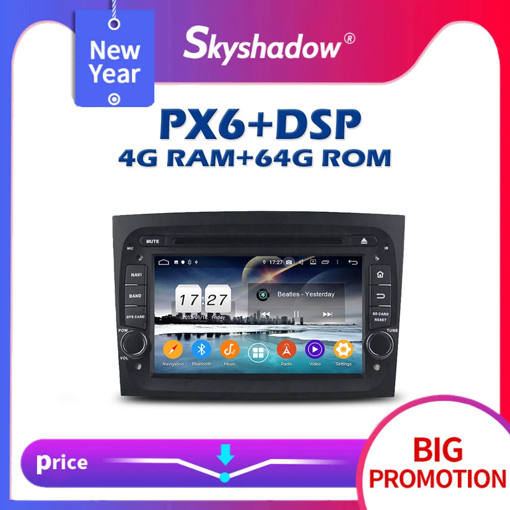 Автомобильный DVD-плеер PX6 DSP TDA7851 IPS Android 9. 0 4G RAM + 64GB GPS Map RDS радио wifi Bluetooth 11 для Fiat DOBLO 5
