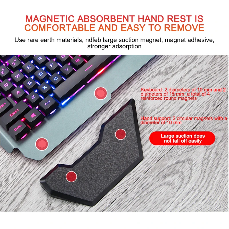 Проводная игровая клавиатура эргономичная с RGB подсветкой держатель для