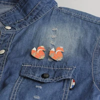 red fox enamel pin custom brooches denim shirt pin buckle badge cartoon animal jewelry gift for kids friends