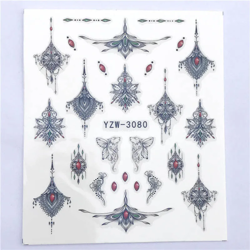 Стикер для дизайна ногтей красивый цветок роза ожерелье фламинго iamge печать 3D