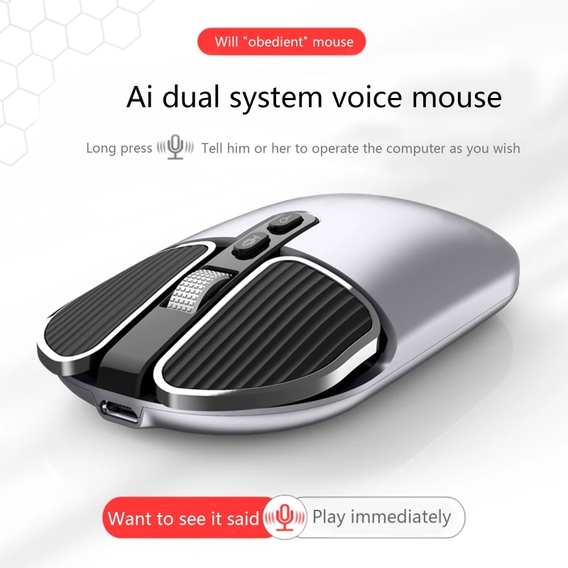 

Bluetooth 2.4G Dual Mode Wireless Ai Voice Control Mouse Rechargeble Quiet Business USB Charge Mice Remote Controll