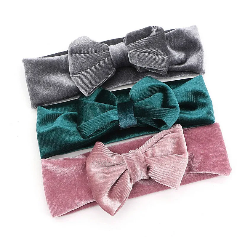 

Бархат, украшение для детей, повязка на голову, повязка для малышей тюрбан с большим бантом для маленьких девочек повязка на голову для ново...