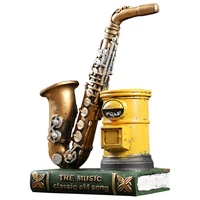 vintage saxophone postbox pen holder resin figurines for home decoration creative book stand study room decoration crafts gifts