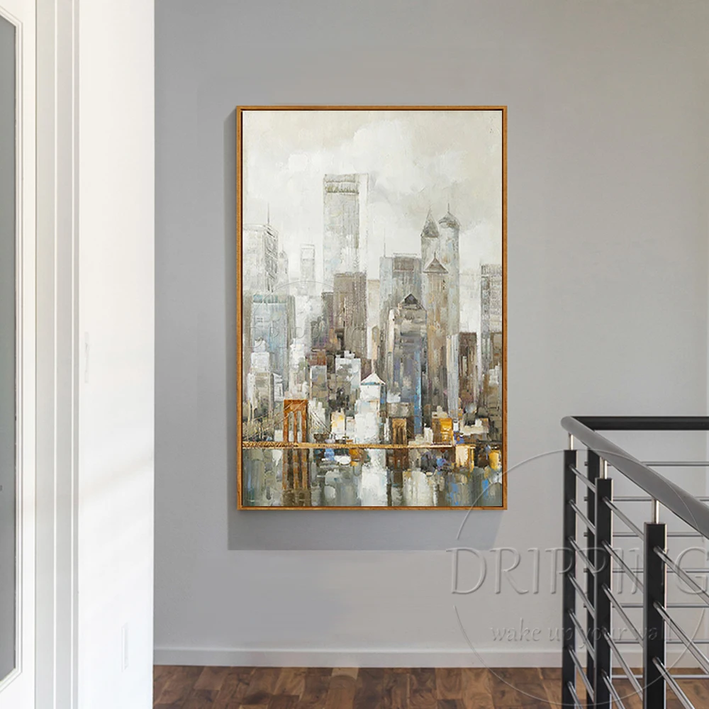 Профессиональный художник ручная роспись абстрактные небоскребы городская