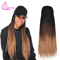 hat wig baseball cap with 3x box braids 24inch long synthetic braiding hair extensions with cap braid wigs for black woman girls