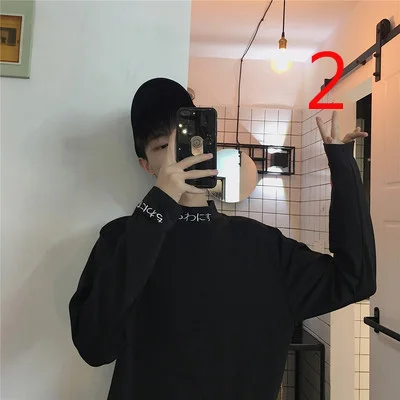 

2021 new autumn and winter long-sleeved T-shirt young men's cotton loose solid color