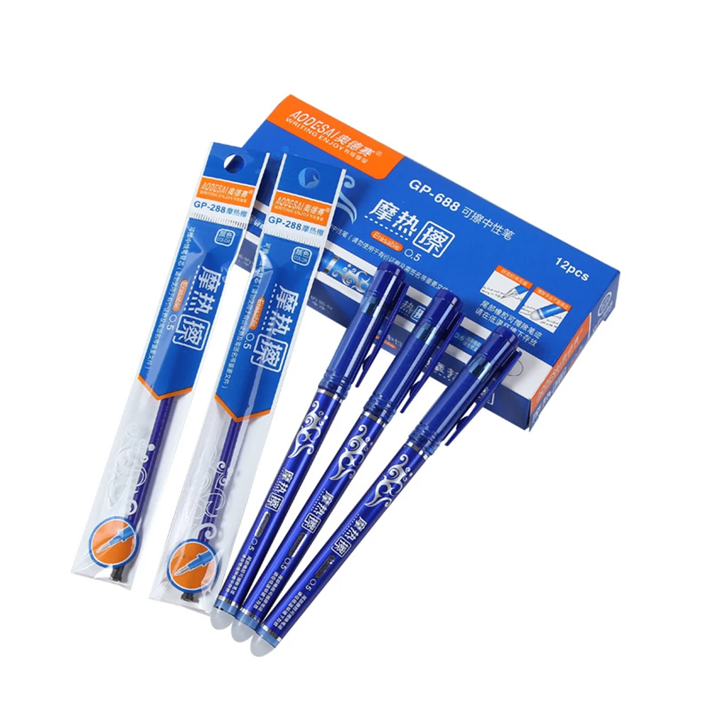 

12PCS Erasable Pen Black Blue Ink Gel Pen of Styles Rainbow New Best-selling Creative Drawing Stationery Pens For School