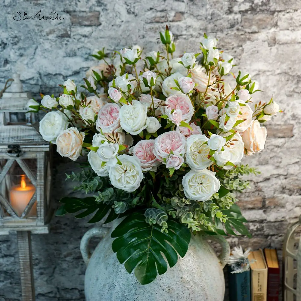 SunMade 6 головок Роза Остина шелковые свадебные цветы украшения дома новогодний
