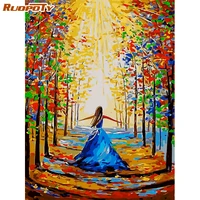 ruopoty full square diamond embroidery portrait mosaic art kits diamond painting girl in the forest handmade hobby hot sale