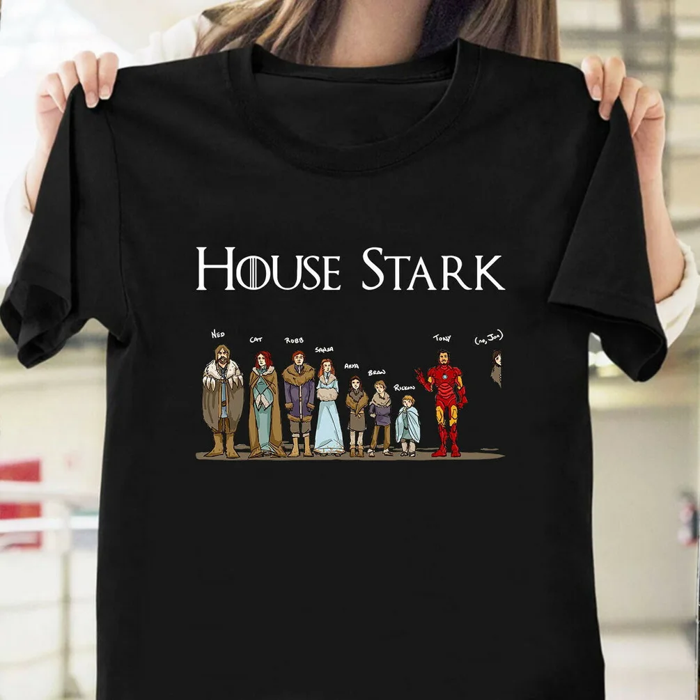 House Stark Game Of Thrones And Iron Man T Shirt Black Size S-3Xl Diy Prited Tee | Мужская одежда