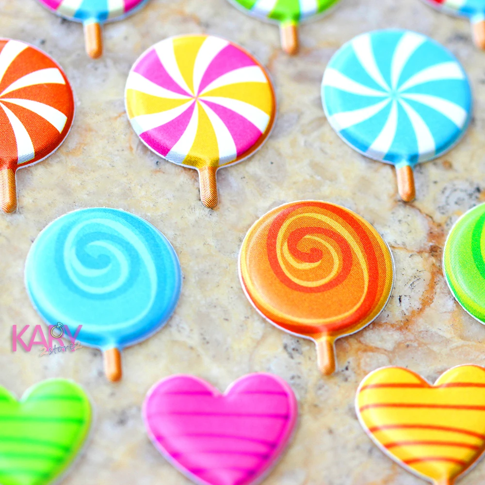 Милые Красочные леденцы сладкие конфеты сахар-булочка наклейки с пузырьками