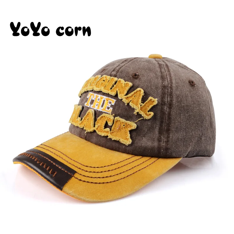 YOYOCORN, Хит, Ретро стиль, вареная бейсболка, облегающая Кепка, Снэпбэк Кепка для мужчин, женщин, Gorras, повседневная Кепка, с буквенным принтом, Черная кепка - Цвет: Yellow and Gray