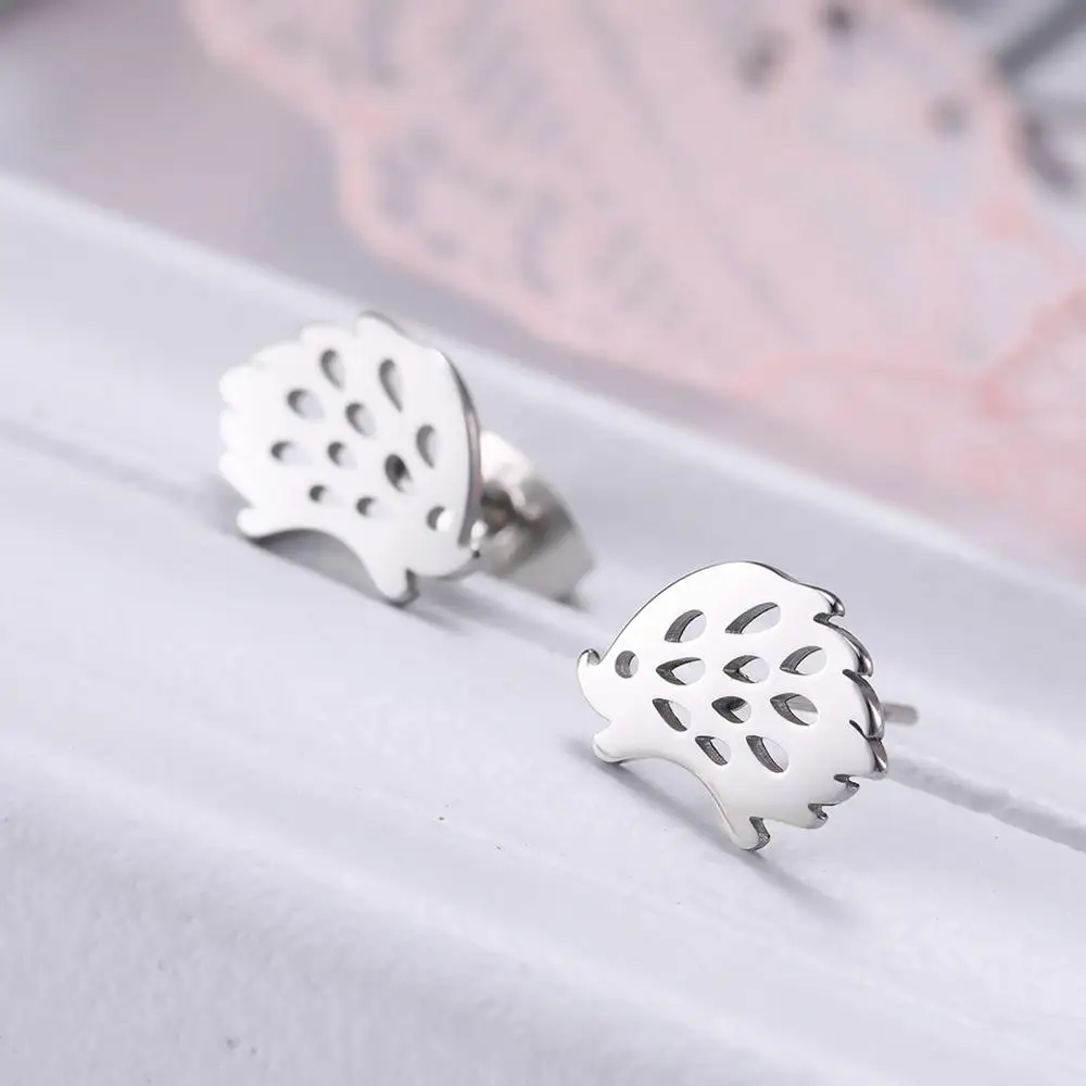 Серьги с животными из нержавеющей стали Мой Ежик в форме овечки маленькие милые