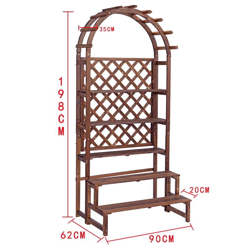 Floor flower stand wooden balcony flower rack solid wood flower rack indoor plant stand for living room flower pot plant rack - Цвет: thin 198x90cm 5layer