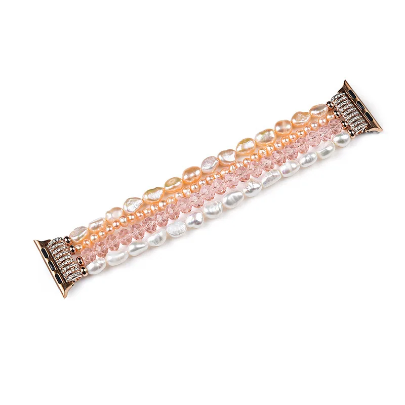 Ремешок с жемчугом для Apple Watch Band Series 6 5 4 3 2 ювелирный браслет кристаллами IWatch