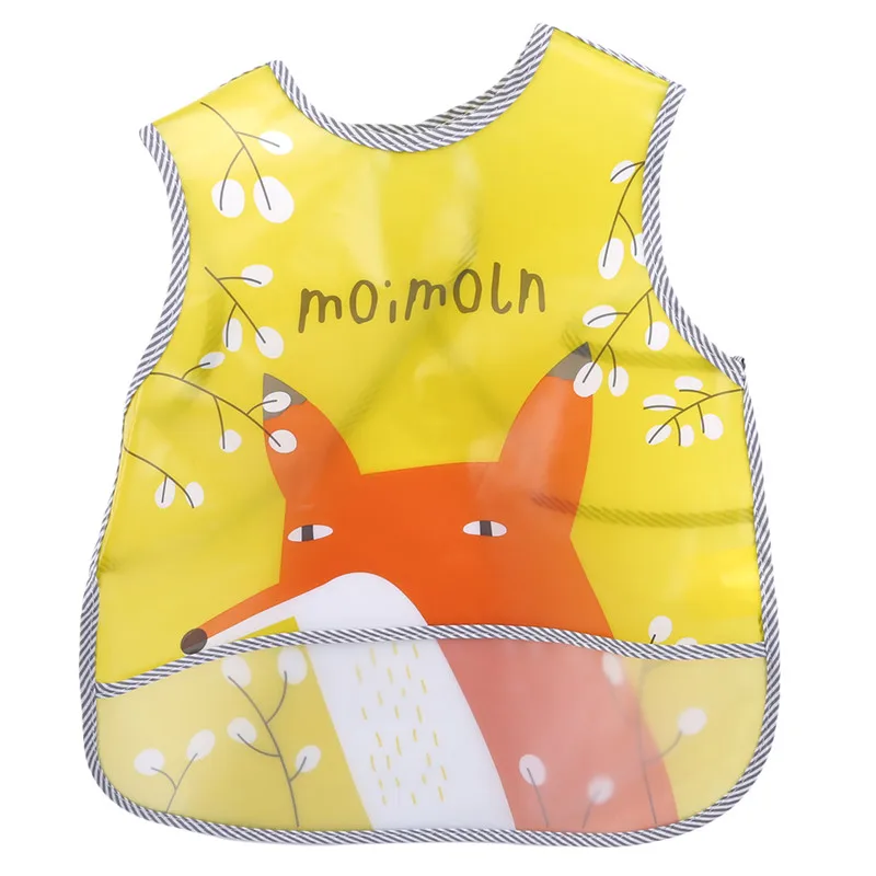 

Baby Bibs EVA Waterproof Feeding Bibs Cartoon Animal Print Feeding Cloth Sleeveless Children Baby Apron Babador Bandana