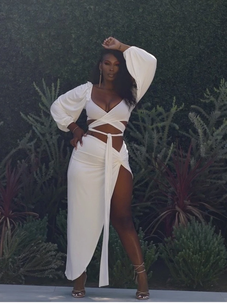 Женский комплект из двух предметов черный белый оранжевый бежевый с v-образным