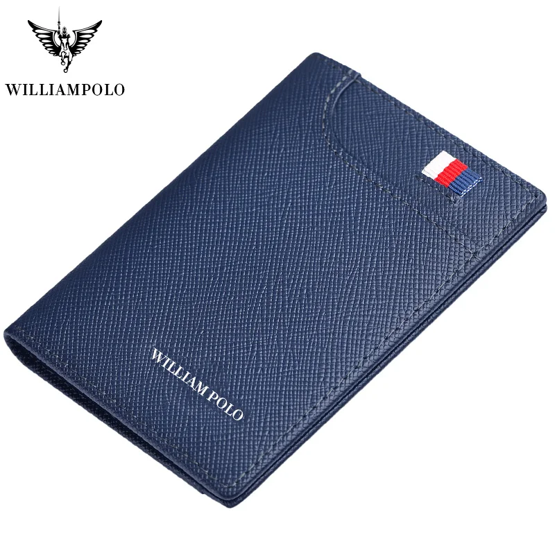 Брендовый Чехол-держатель для карт из натуральной кожи от бренда WILLIAMPOLO, мужской держатель для фото из натуральной кожи, мини дизайн, мода - Цвет: Blue cross print