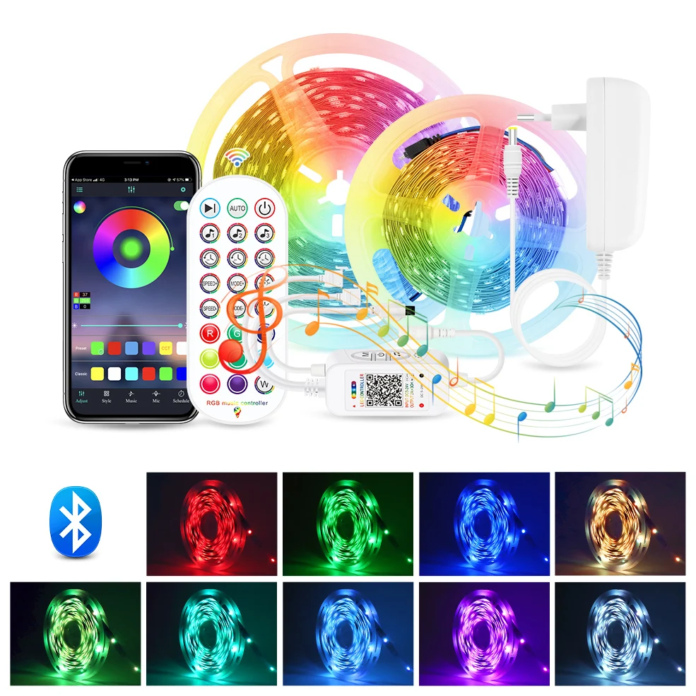 Светодиодные ленты светильник s Bluetooth RGB 5050 Светодиодный микрофоном Музыка